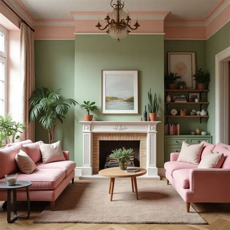 Pink and Green Living Room Ideas - HomeDesignsAI