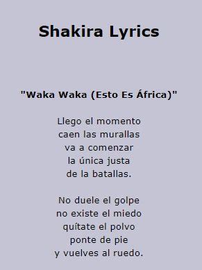 Shakira South Africa Song Lyrics