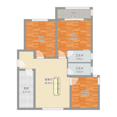 山西省太原市小店区 康馨苑3室2厅2卫 142m²-v2户型图 - 小区户型图 -躺平设计家