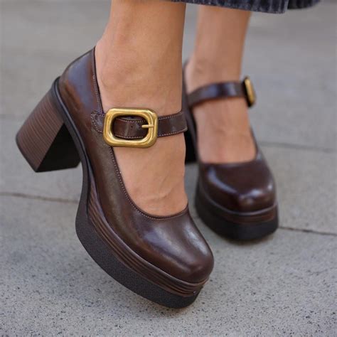Stylish Chunky Heeled Mary Jane,Brown Mary Jane with a buckle, Block ...