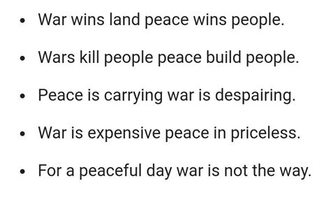 five slogans against war - Brainly.in