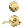 Schlage Accent Bright Brass Single Deadbolt Exterior Keyed Entry Door ...