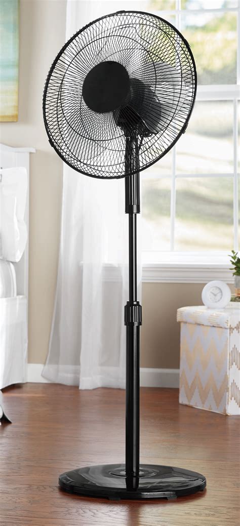 Mainstays 16" 3-Speed Oscillating Pedestal Fan, Model# FS40-8MB, Black ...