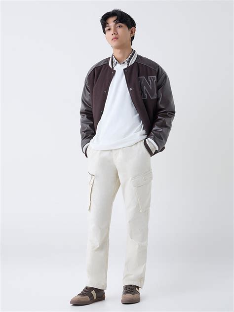 Buy Nuon Off-White Relaxed-Fit Mid-Rise Cotton-Blend Cargo Pants from ...