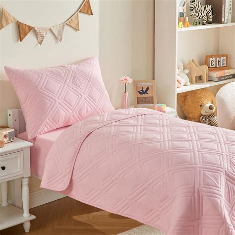 Amazon.com: Toddler Bedding Set for Girls Boys 4-Piece Pink Soft ...