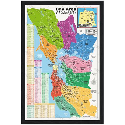 Bay Area Zip Code Map (Counties colorized) - POSTER PRINTS - Otto Maps