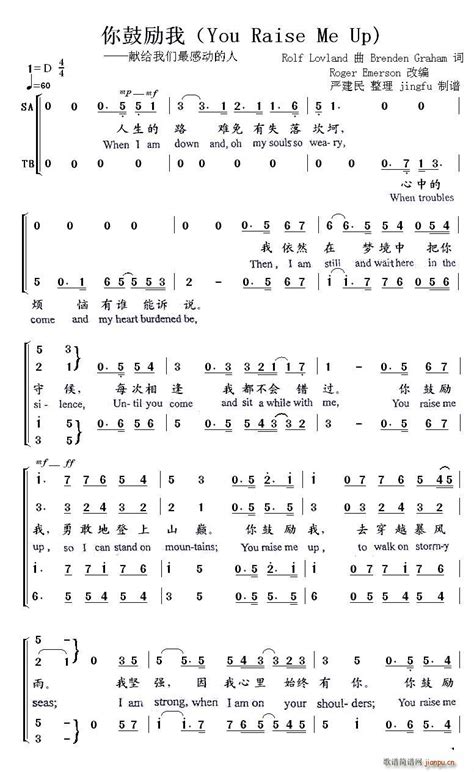 你鼓舞了我二重唱简谱中文歌曲你鼓舞了我简谱教唱2022已更新今日资讯
