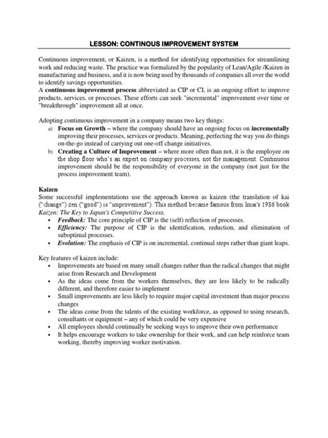 Image result for Tutorial Continuous Improvement