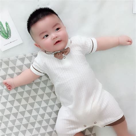 婴儿连体衣夏装0-3个月短袖爬服百天宝宝纯棉衣服绅士新生儿哈衣-阿里巴巴