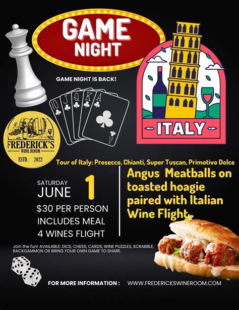 Frederick’s Tour of Italy & Game Night, 909 S Charles Richard Beall ...