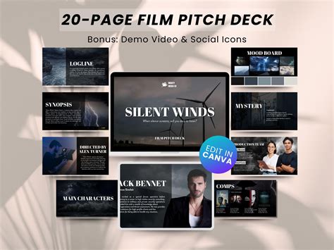 20 Page Film Pitch Deck Canva Template TV Pitch Deck Movie Pitching ...