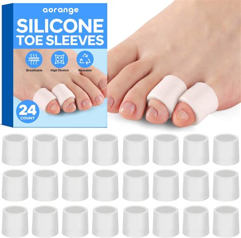 Amazon.com: Aorange Silicone Toe Sleeves (24 Count), Pain Relief Pinky Toe Protector, Corn ...