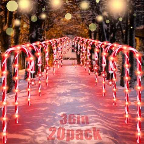20 Pack 36" Candy Cane Lights Christmas Decorations Outside,Real 30 ...