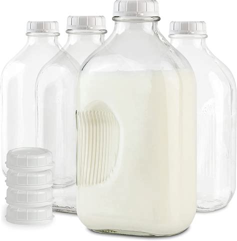 Amazon.com: Stock Your Home Half Gallon Glass Milk Bottle with Lid (4 ...