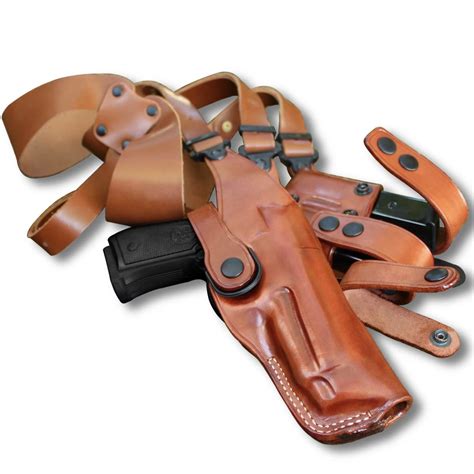Premium Leather Vertical Shoulder Holster System with Double Magazine ...