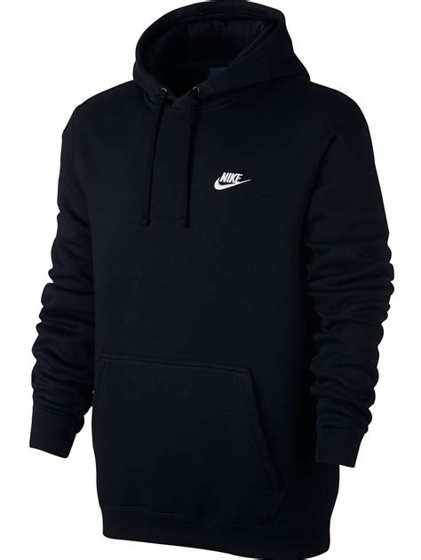 Nike Club Fleece Pullover Longsleeve Men's Hoodie Black/White 804346 ...