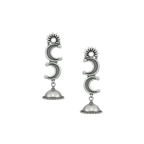 Chaand Phool Jhumki (Big Size) | Handcrafted 92.5% Sterling Silver