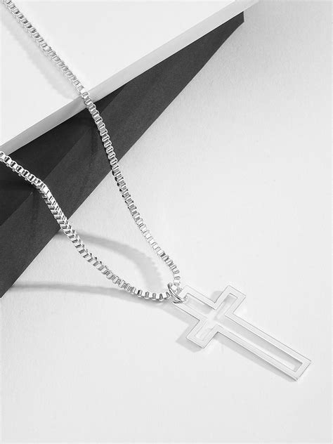 Buy Silver Plated Cross Charm Men Necklace@Best Price1197