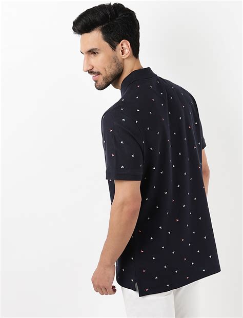 Pure Cotton Printed Polo Neck T-Shirt