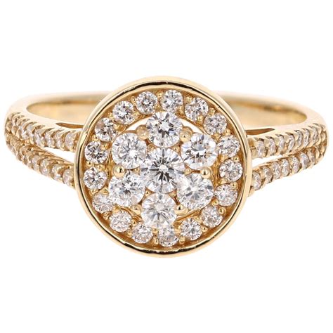 0.79 Carat Diamond 14 Karat Yellow Gold Two-Stone Ring For Sale at ...