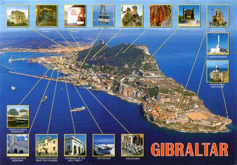 Large tourist panoramic map of Gibraltar | Gibraltar | Europe ...