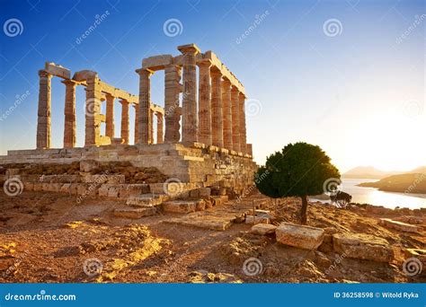 Temple of Poseidon at Cape Sounion, Greece Stock Photo - Image of stone ...