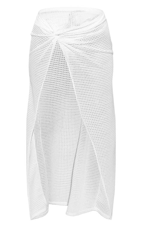 White Crochet Maxi Beach Sarong | Swimwear | PrettyLittleThing USA
