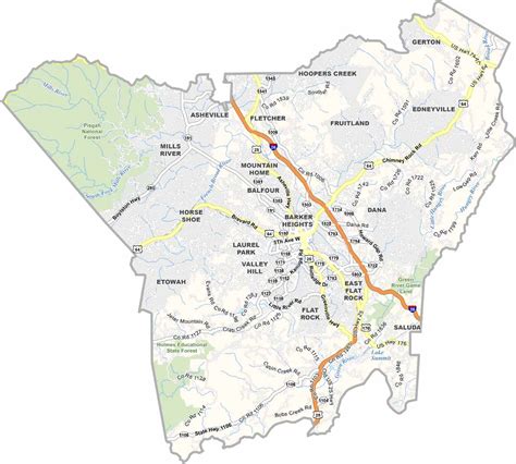 Buncombe County Map, North Carolina - US County Maps