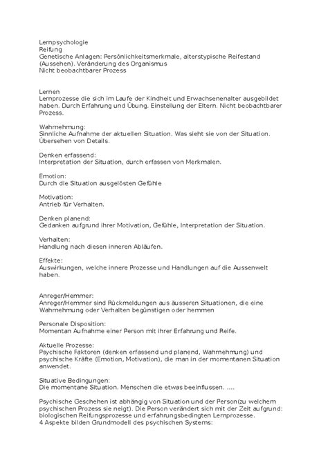 Psycho ZUS Kanti - Lernpsychologie Reifung Genetische Anlagen: Persönlichkeitsmerkmale, - Studocu