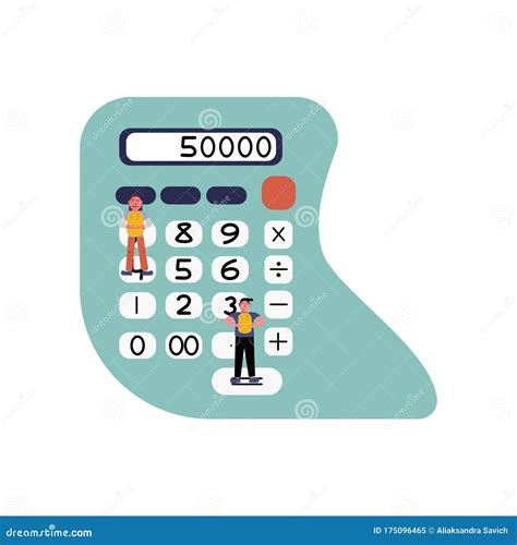 Concept, Calculator with People and Money, Profit Calculation, Illustration for Business Stock ... - Calculation Illustration