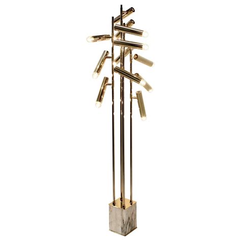 Large Brass Arc Floor Lamp with Marble Base at 1stDibs