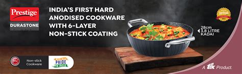 Buy Prestige Durastone Hard Anodised 6 Layer Non-Stick Kadai with Glass ...