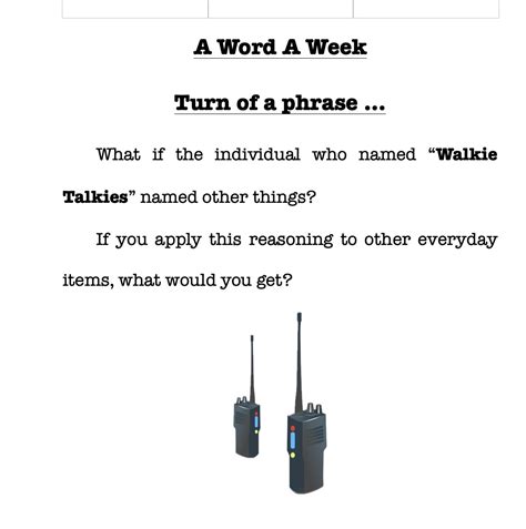 A Word A Week: Walkie Talkies are well named ...
