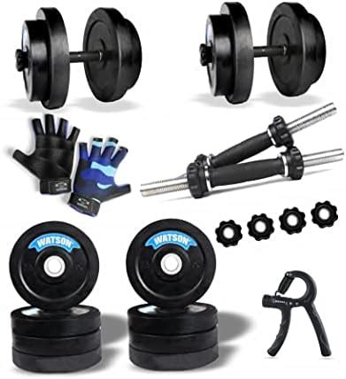 Watson H Dumbbell Set for Home Gym, Home Gym Equipments Kit with 8kg ...