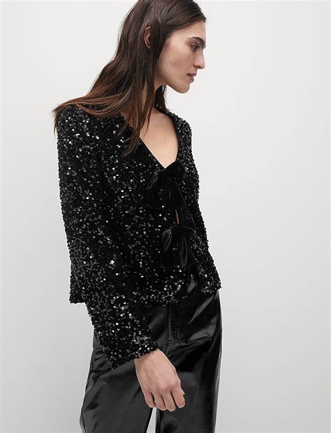 Buy Sequin V-Neck Blouse at Marks & Spencer