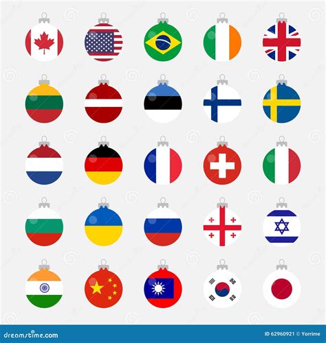 Christmas Ball Shaped Country Flags Set Stock Vector - Illustration of national, country: 62960921