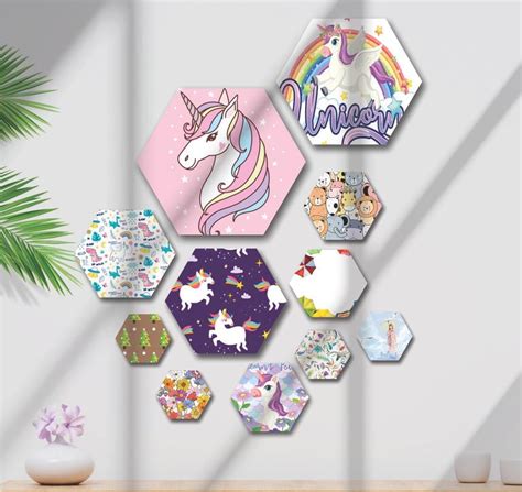 SAF paintings set of 11 Unicorn Theme Kid's room decor hexagon wall ...
