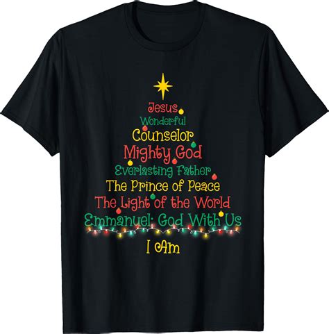 Christian Christmas Jesus Bible Names Xmas Tree Shaped T-Shirt - Buy t ...