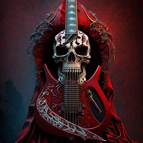 Crimson Red 7-string skull guitar by Johnny1almaperdida on DeviantArt