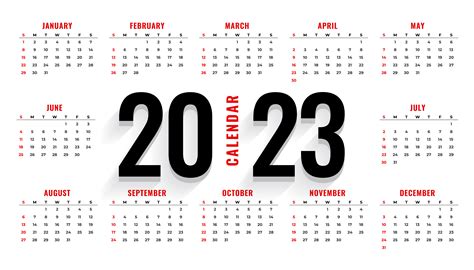 Colorful Year 2023 Calendar Horizontal Vector Design Template, Simple ...
