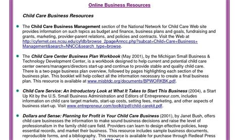 Child Care Business Plan Template 的图像结果