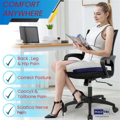 MADTRI Coccyx seat cushion built for sciatica pain relief Back / Lumbar ...