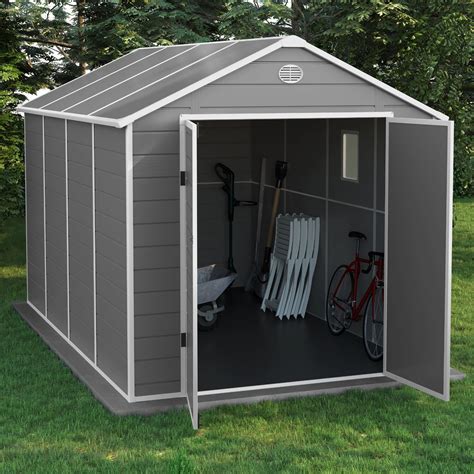 Kingston Apex Plastic Shed Light Grey With Floor