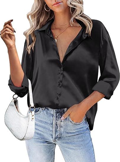 Buy PILKU Silk Women Black Solid Satin Regular Fit Shirt (Small) at ...