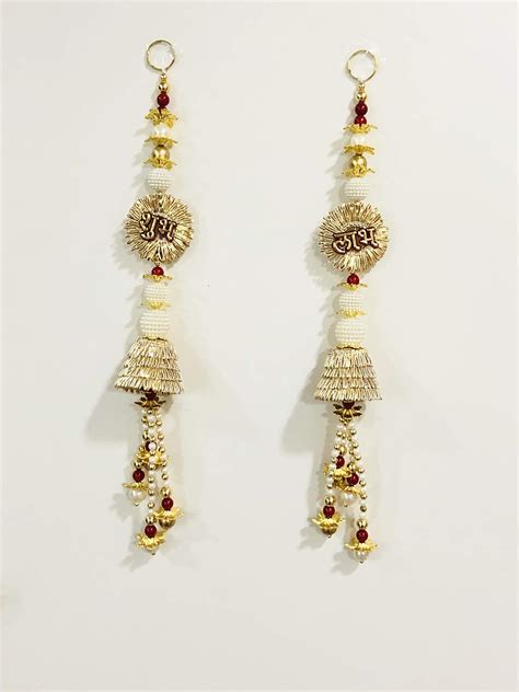 Traditional Store Pearl Beads and gota Patti Handmade Shubh Laabh Door ...
