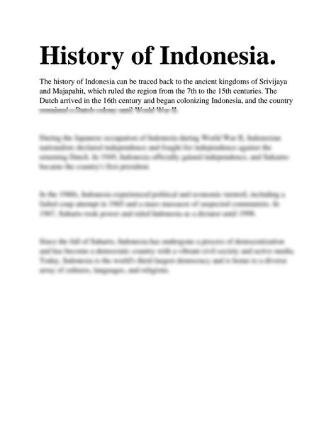 SOLUTION: History of indonesia - Studypool