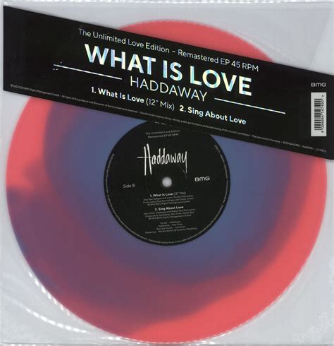 Haddaway What Is Love - Fluorescent Blue-in-Pink Vinyl UK 10" vinyl ...