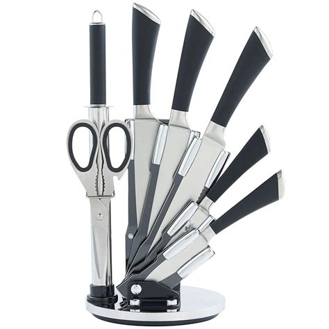 Buy Harivar Mart Stainless Steel Kitchen Knife Set with Rotating Black ...
