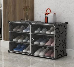 Sasimo 6-Shelf-2-Door Plastic Cubort Shoe Rack Plastic Collapsible Shoe ...