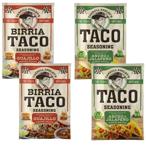Carroll Shelby's Taco & Birria Seasoning Variety Pack, 1 oz Packets (4 ...